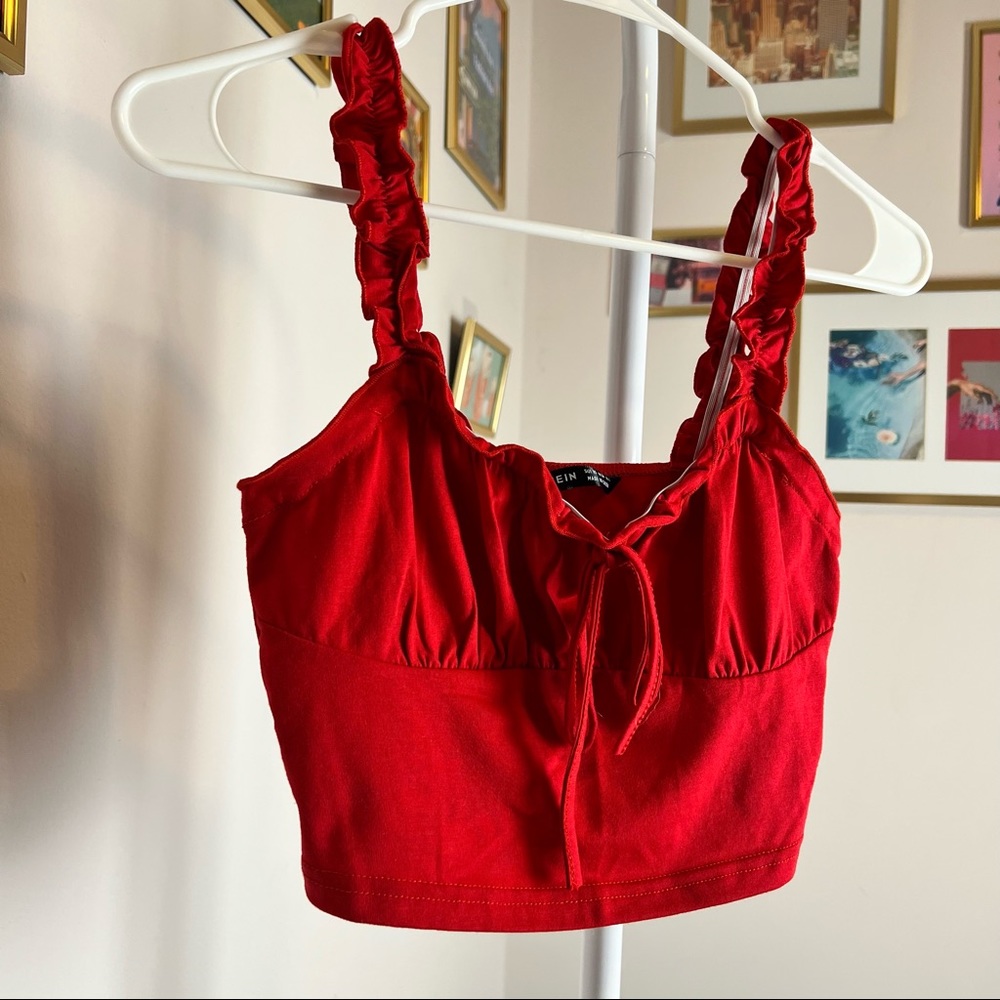 SHEIN Ruched Red Crop Top - Picture 5 of 10